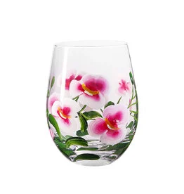 Glass, glasses Livellara Damasco and Flora hand-painted