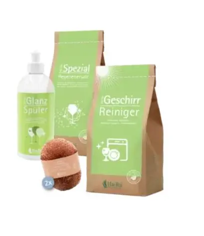 Geschirrspülset mit Pulver, Klarspüler, Salz und Schwamm Ha-Ra