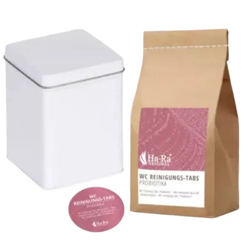 Ha-Ra WC Tabs Probiotiques avec Boîte & Aimant – Tablettes Nettoyantes Naturelles pour WC (Bombe WC contre le Calcaire & les Odeurs)