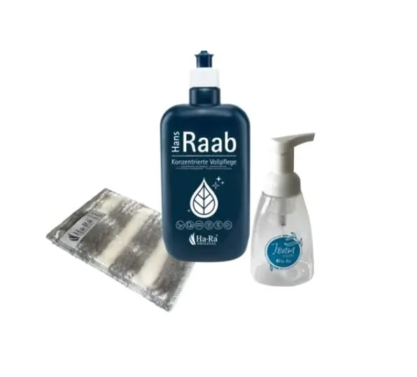 Ha-Ra Dishwashing Starter Set | Maintenance Solution, Dishcloth & Dispenser Pump | Special Offer Setl