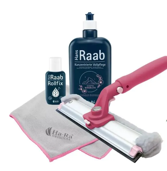 Ha-Ra Window Cleaner Set on Offer – Including Hans Maintenance Product & Star Cloth | Special Edition Pink