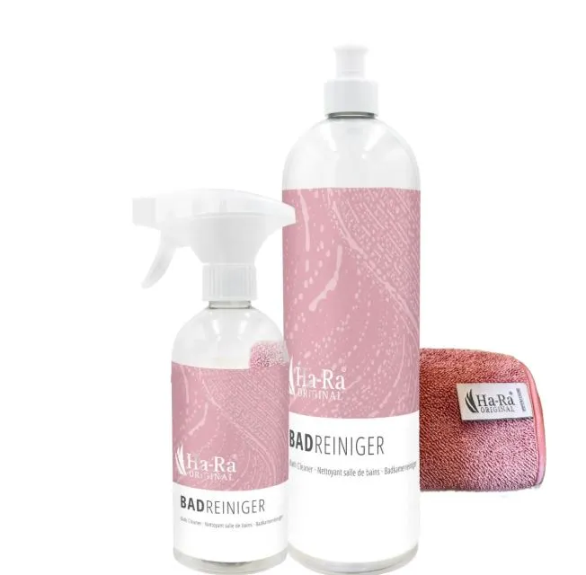 Ha-Ra Badkamer Promo Set – Badkamerreiniger 1 L + Spraybus + Dry Doek Roze
