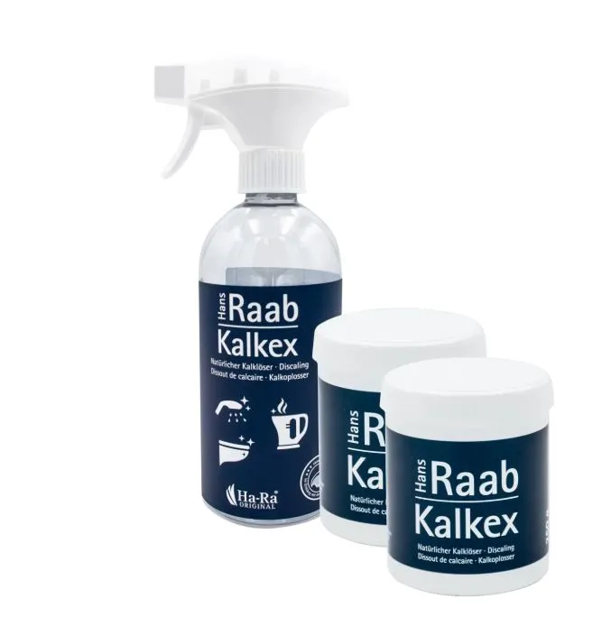 Ensemble Anti-Kalk Ha-Ra Kalkex: 2 × 250 g + leere Sprühflasche 500 ml
