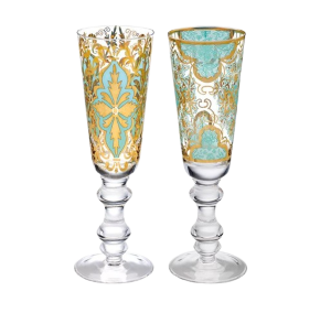 Glas, glazen Livellara Damasco en Flora hand beschilderd